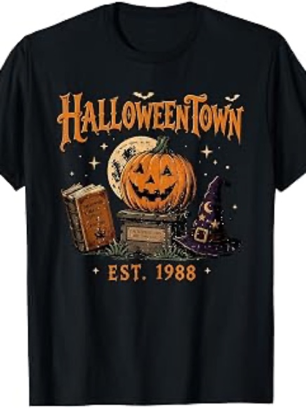 Gildan Black Short-Sleeve Tee with Orange Pumpkin Graphic, Gift For Him, For Her